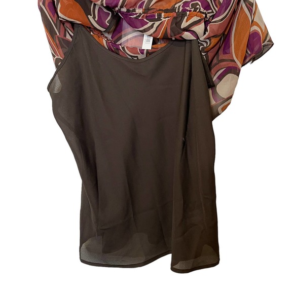 Apt9 Geometric V-Neck Overlay Tunic Sheer Blouse Inner Tank Top Women Size XL - Picture 8 of 9